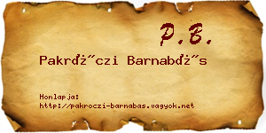 Pakróczi Barnabás névjegykártya